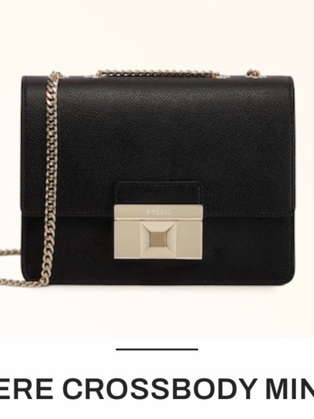 Furla Black Crossbody with Gold Chain and Push-Lock
